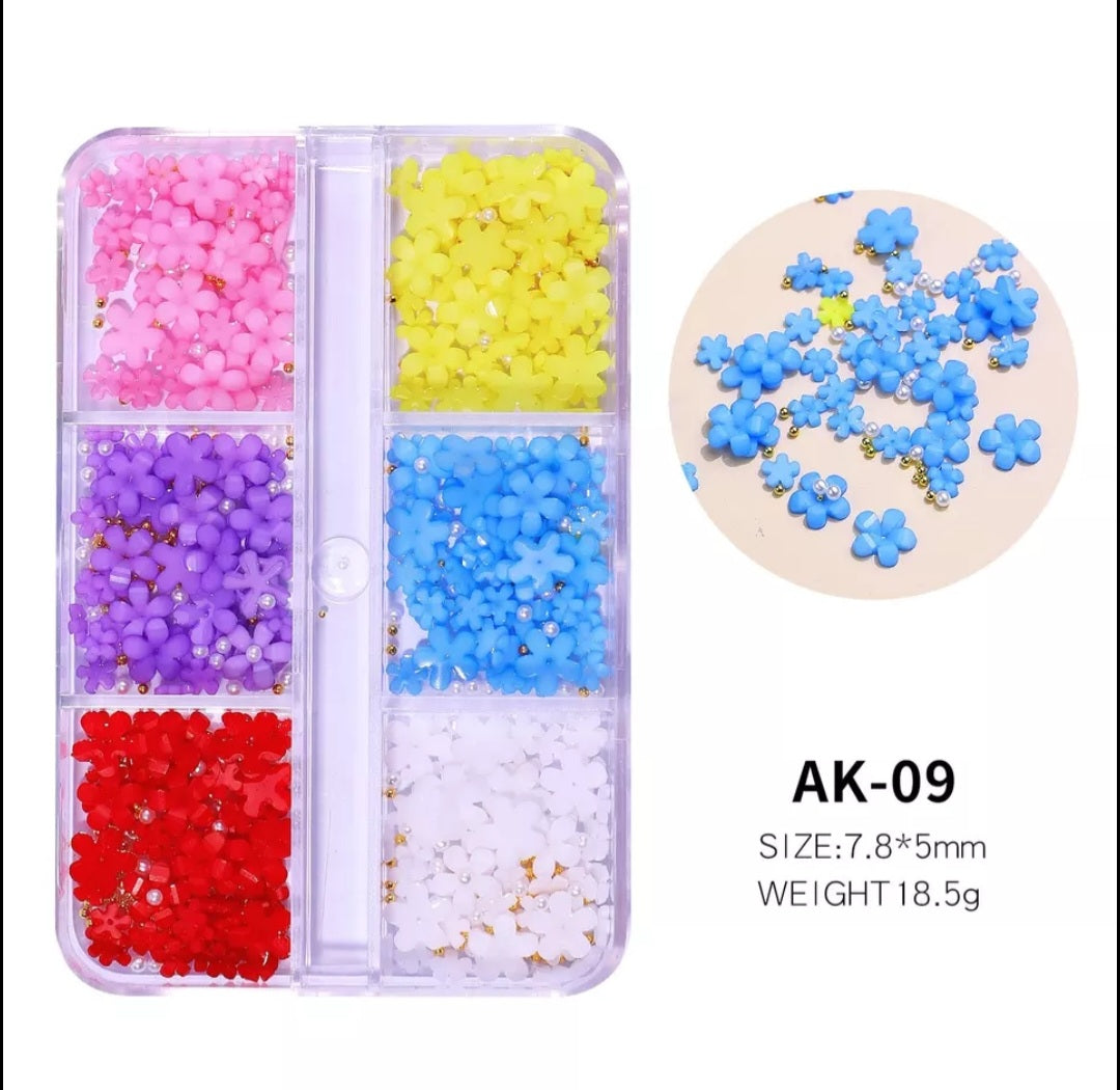 Flowers resin nail art